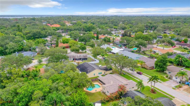 aerial towards Philippe Park and Tampa Bay