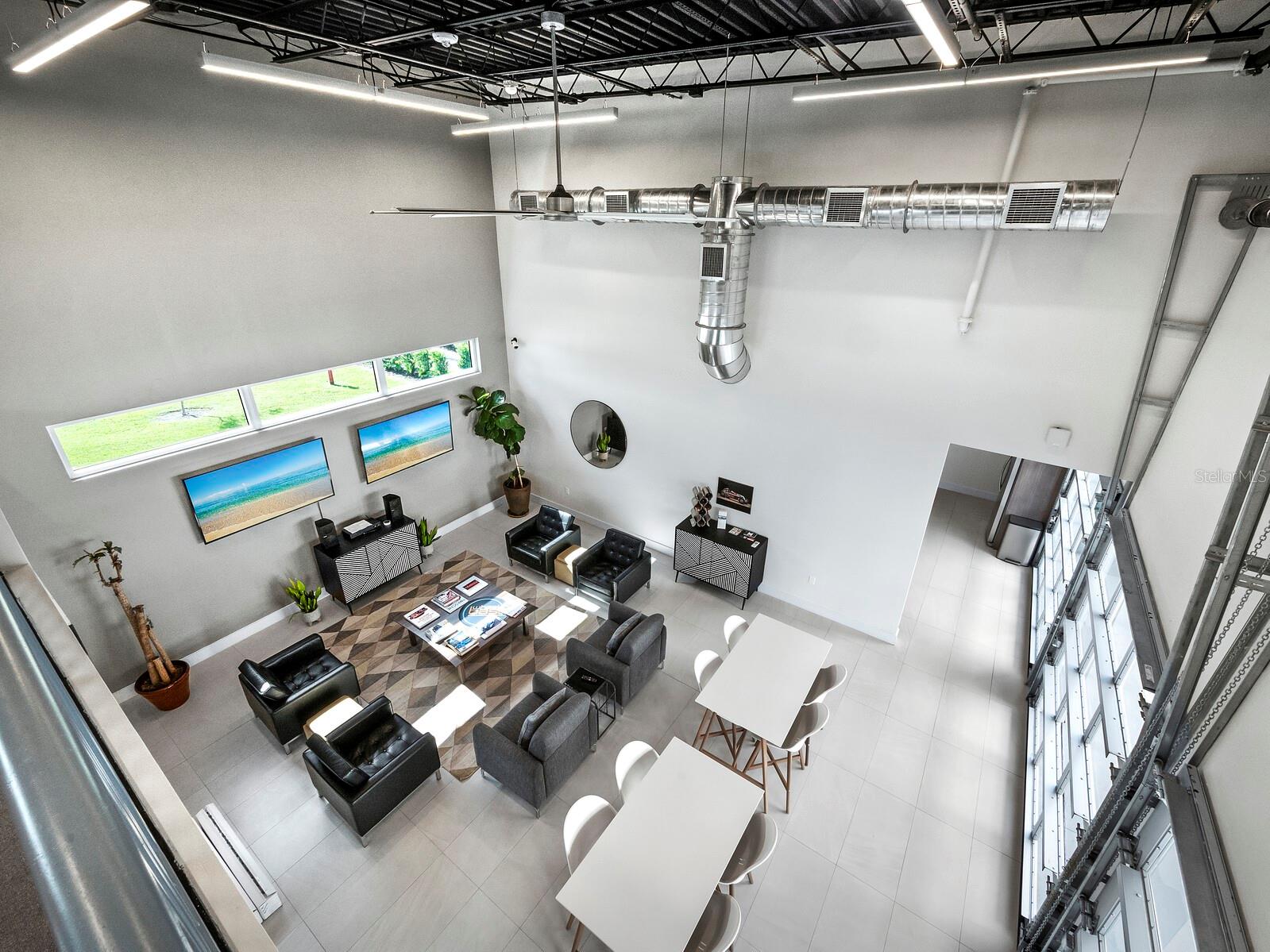 Mezzanine overlooking the gathering room/gallery