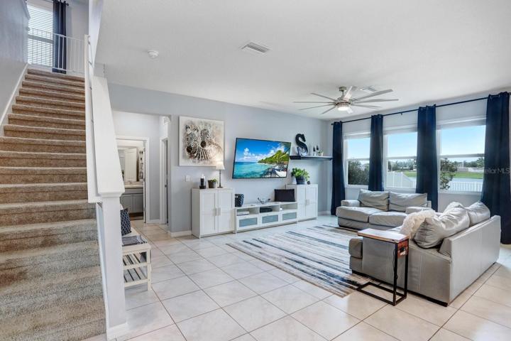 Open living room with gorgeous windows and views
