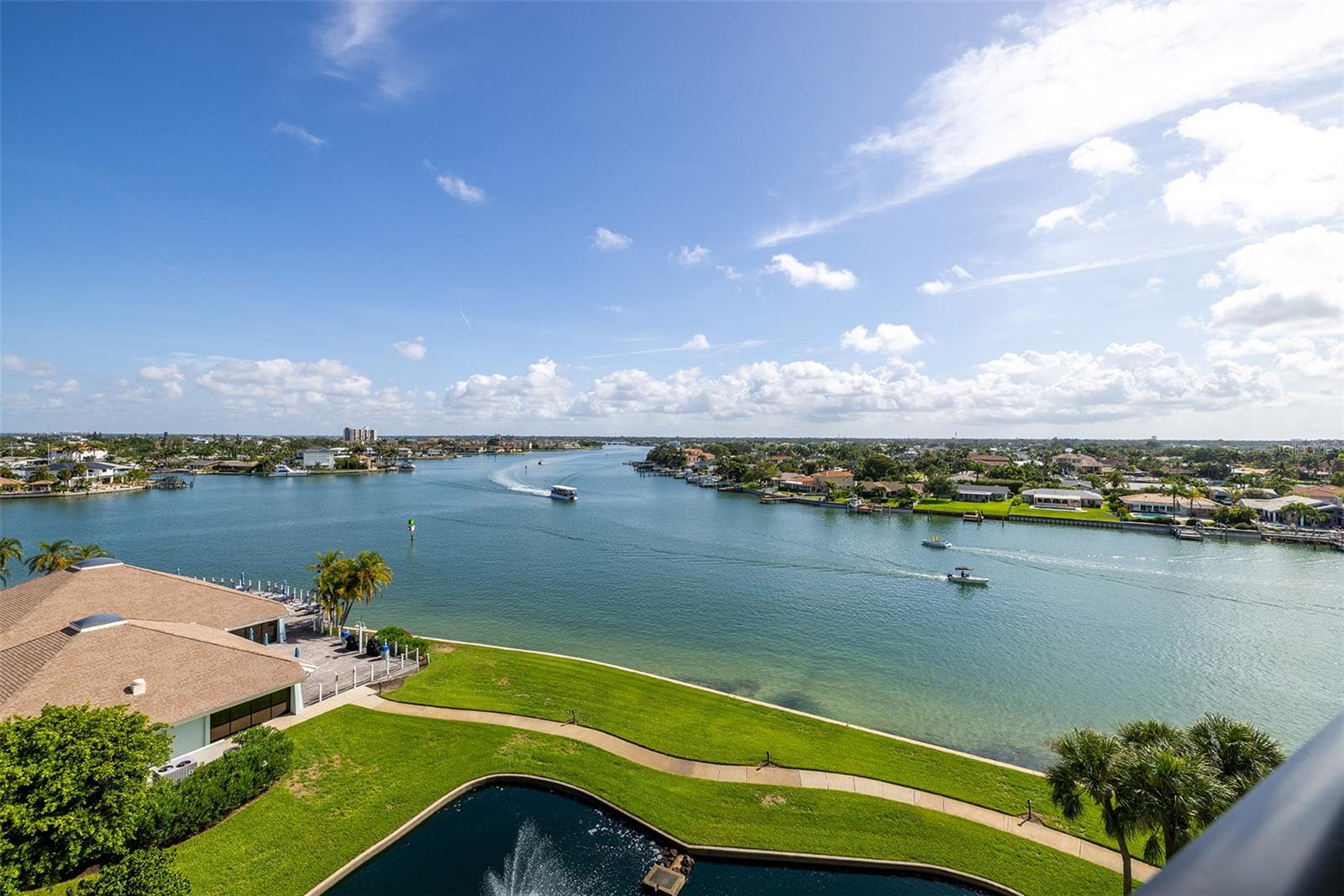 Views of the Intracoastal Waterway from your balcony and the pond with a relaxing fountain (and ducks!)