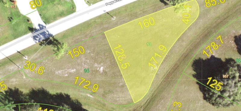 Closer aerial of lot 13