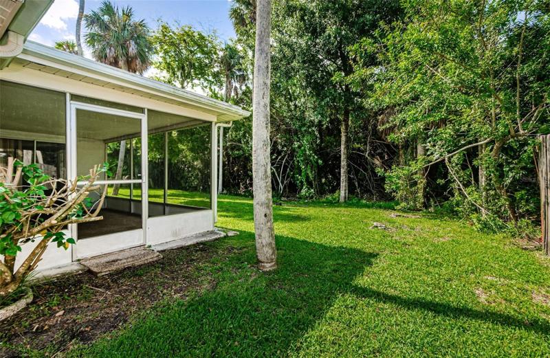 Side view of back yard