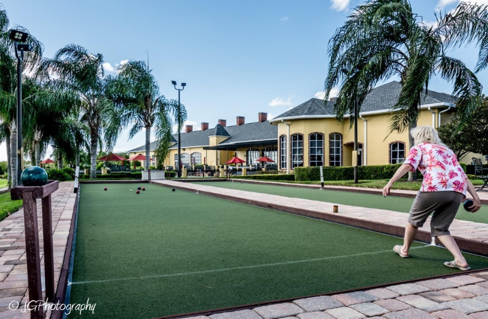 The main clubhouse grounds is home to dual lawn bowling/bocce courts.