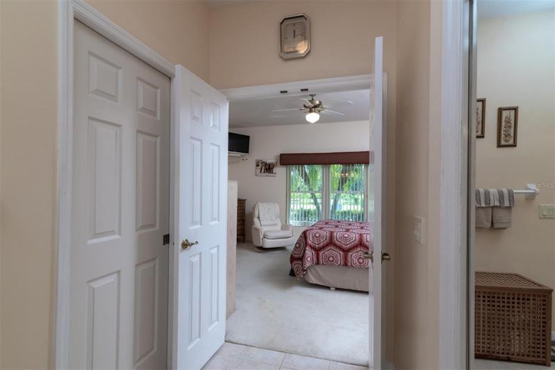 The 2 walk-in closets are located in the bath area of the master suite.