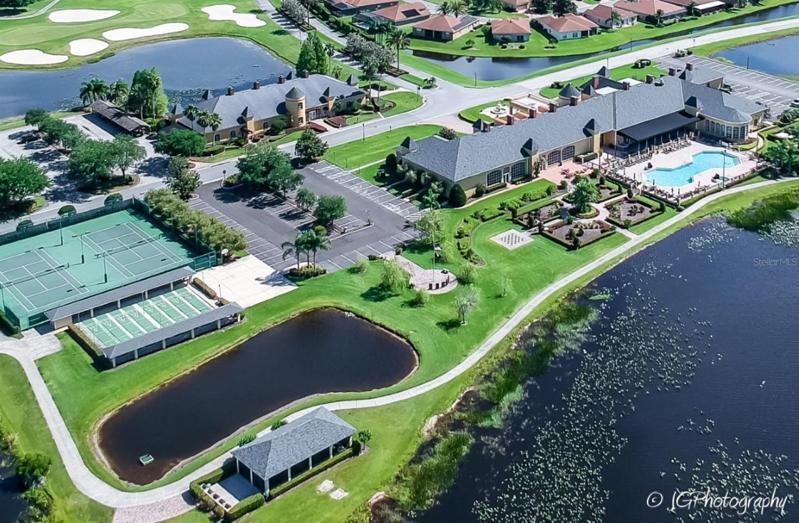 The grounds of the main clubhouse includes tennis, shuffleboard, basketball and bocce/lawn courts; community gazebo, veterans memorial, English gardens, pool and spa and horseshoe pits.