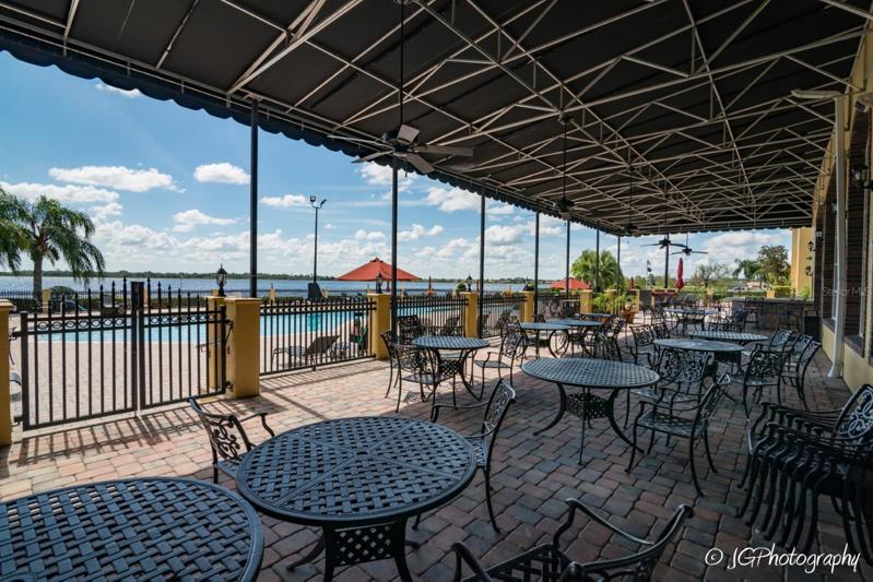 Outdoor dining from the main clubhouse Charm City Restaurant enjoys a great view.