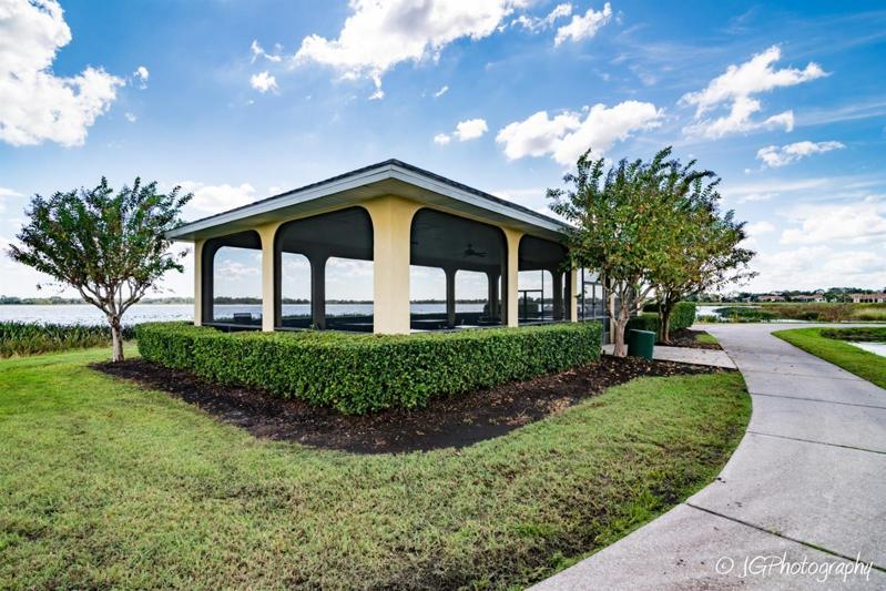 The community gazebo is on the main clubhouse grounds and can be reserved by residents.