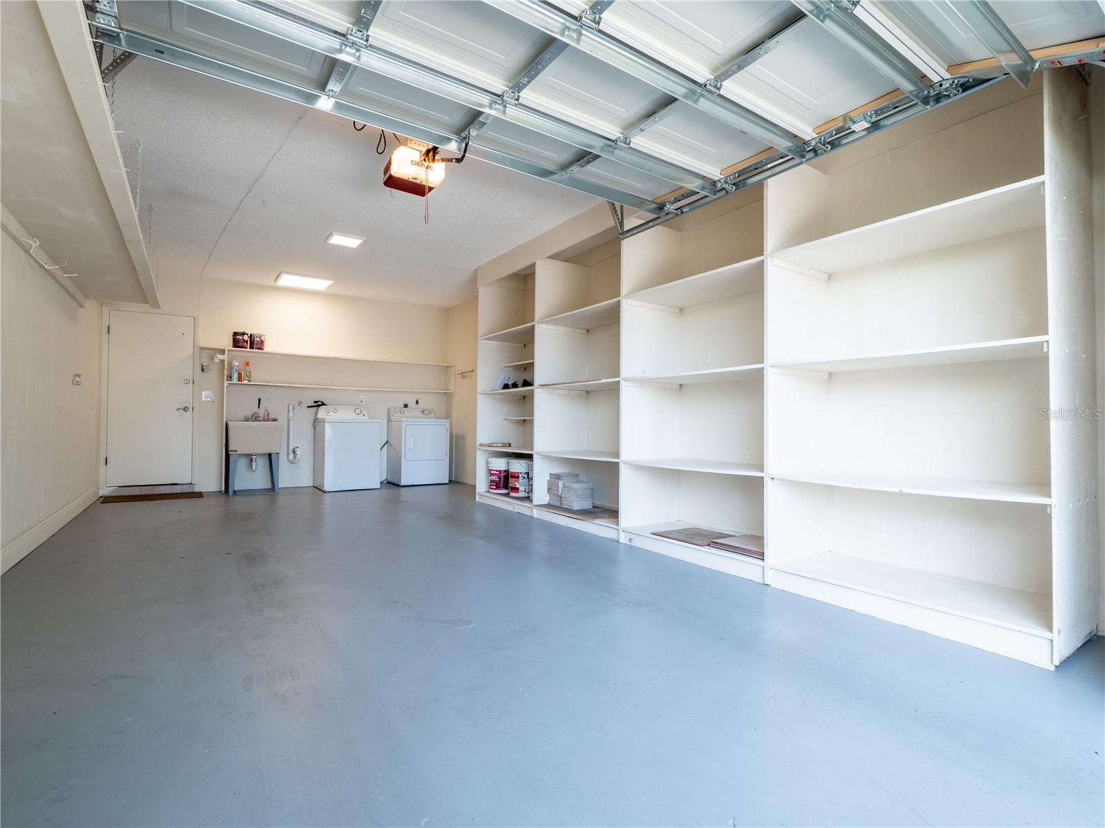 Spacious garage with storage