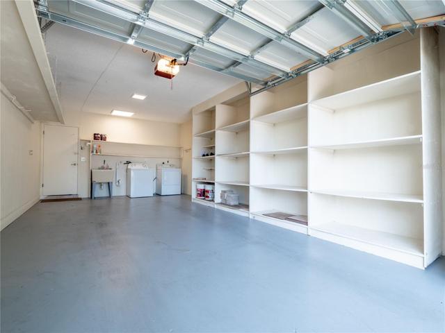 Spacious garage with storage