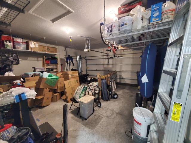 2 car garage and tons of storage. All of the storage racks stay