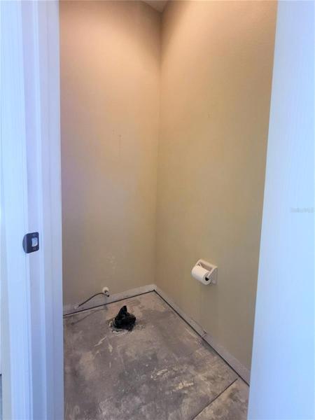 The toilet was removed during repair work, but is still in the home.