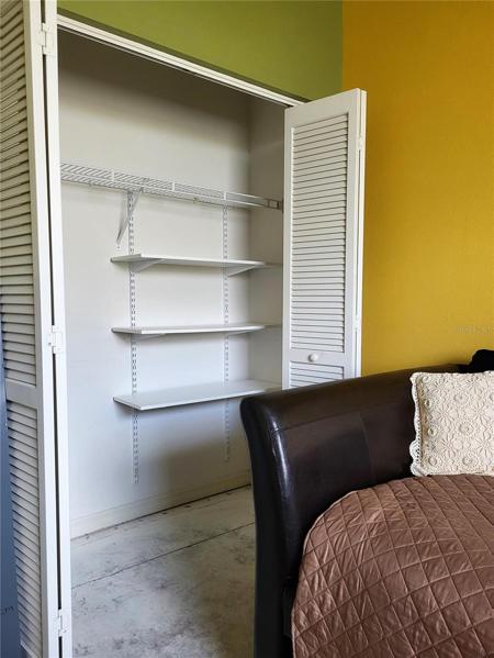 Closet has adjustable shelves