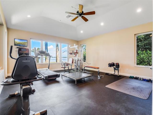 Gym with Lake View off pool