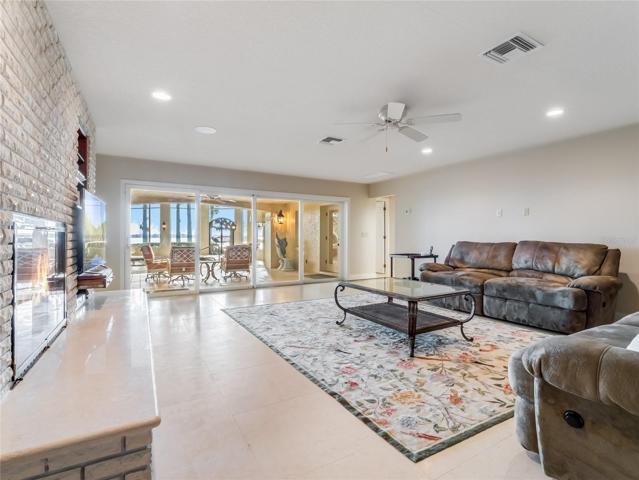 Living room and fireplace lower level