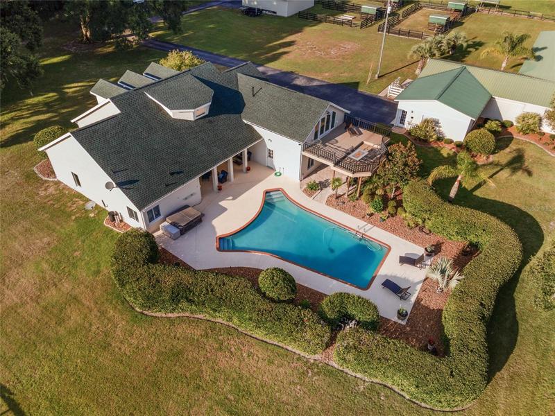 Aerial View of House and Barn