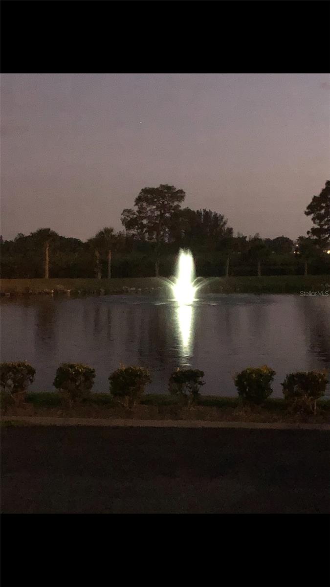 evening view of lake waterfall