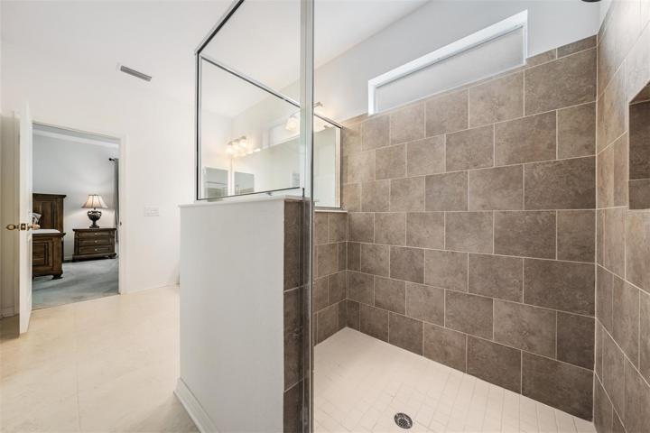 No shower door to clean!