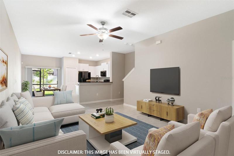 Open concept living room/dining room/ kitchen combo