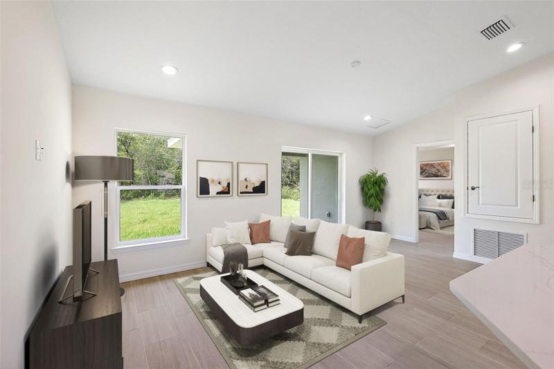 Virtually staged living room