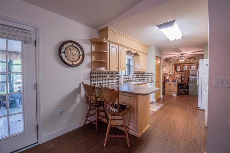 Kitchen full length into dining room