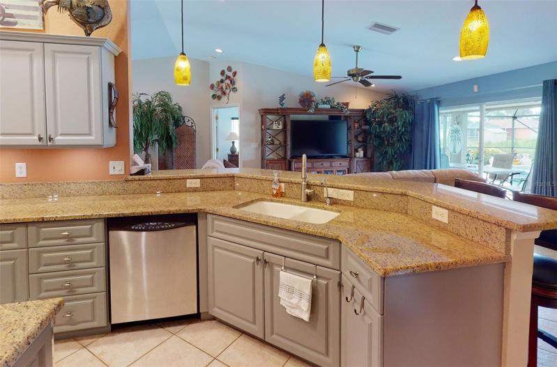 Breakfast bar in kitchen