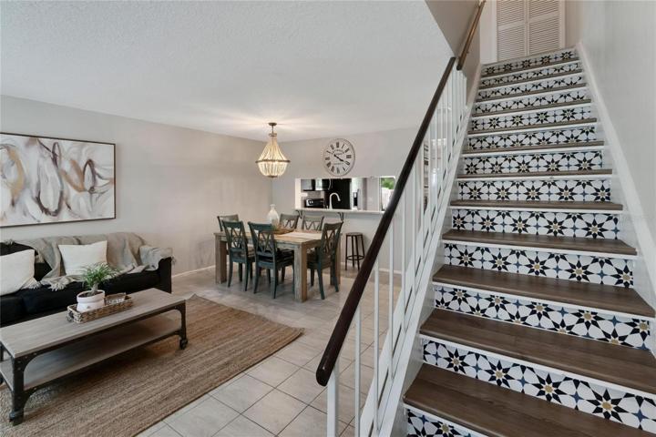 Updated stairs leading to bedrooms.