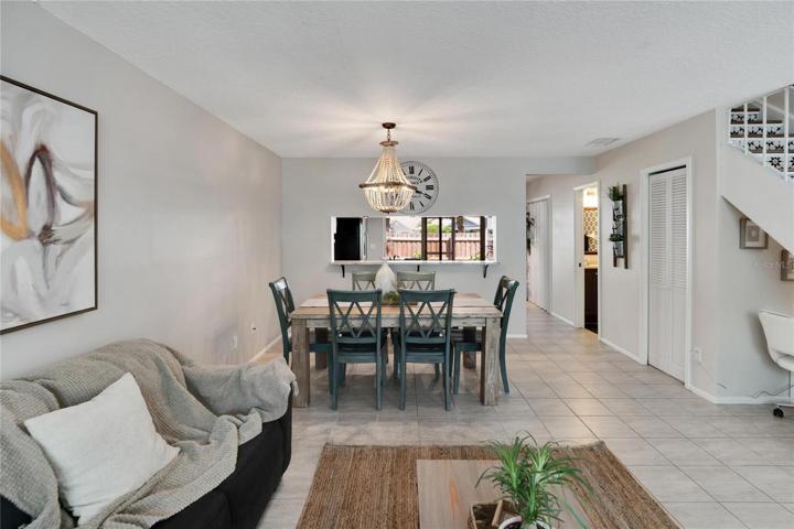 Easy to care for tile floors and neutral palette.