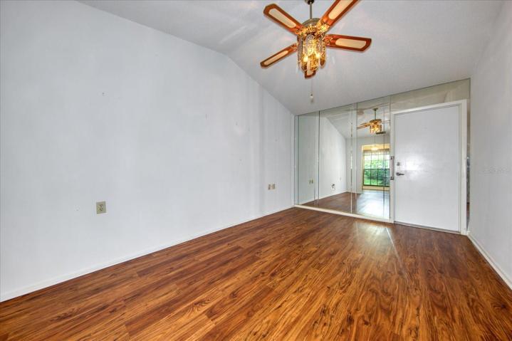 Family room with vaulted ceiling.