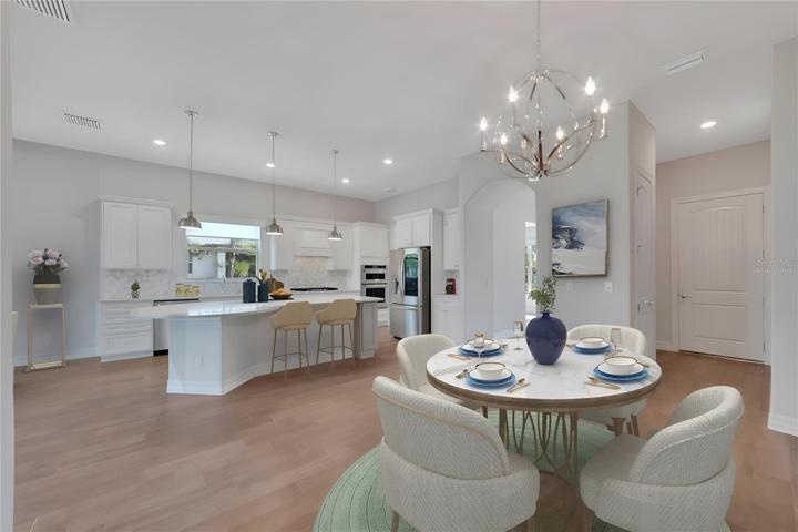 virtually staged kitchen/ dining room