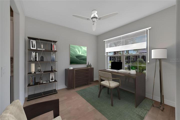 virtually staged flex space/ den