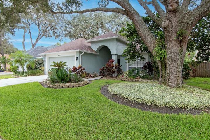 Mature landscaping in the front yard