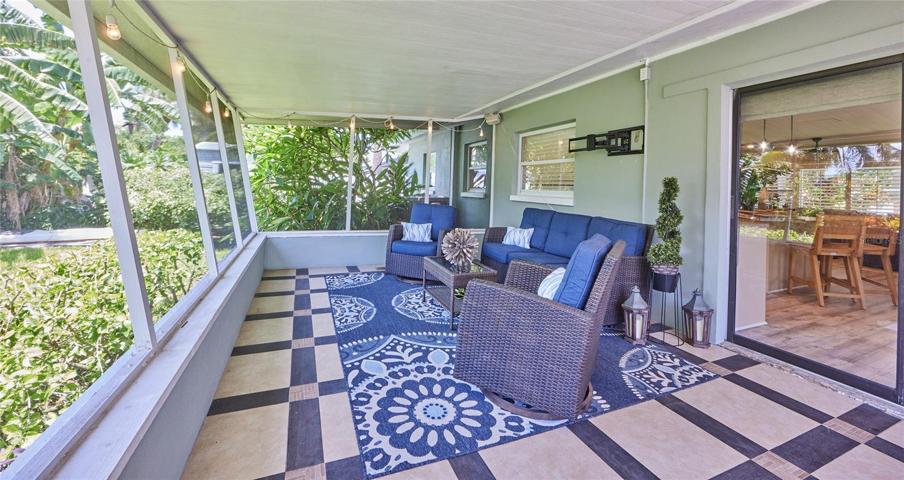 Enjoy this great lanai. Mounting bracket for tv will stay with the house.