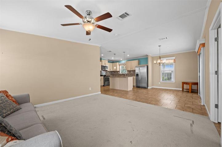 View from Family room to kitchen