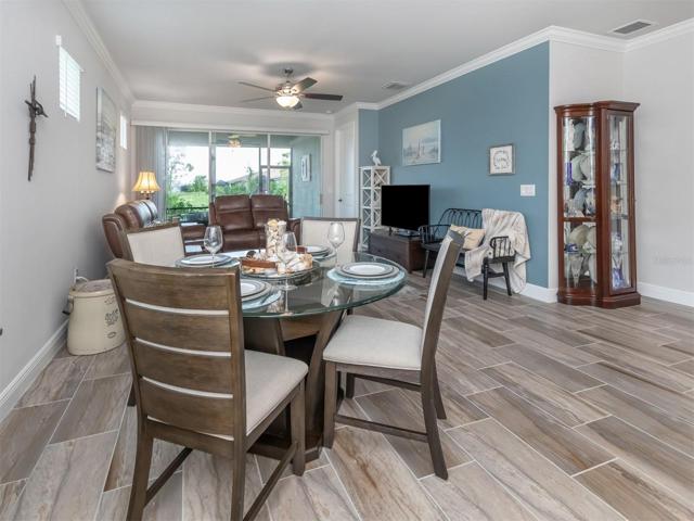 The dining space is conveniently located just off the kitchen to make serving those special meals a breeze!