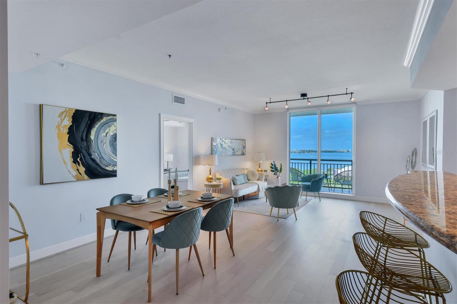 Open Dining, Living Room, and Kitchen combination