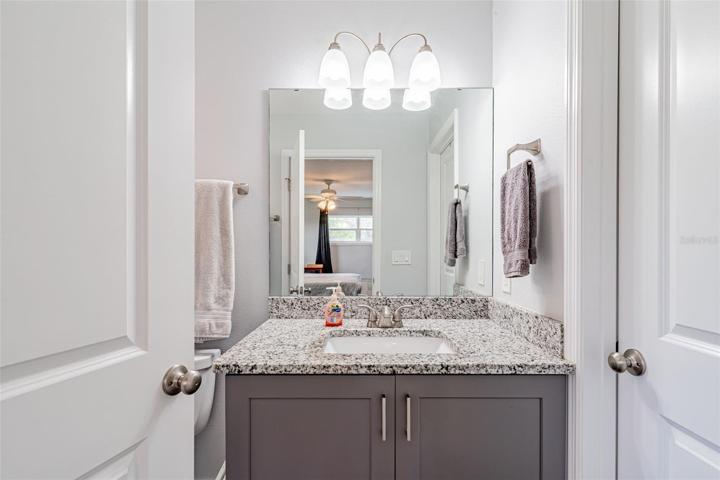 Bathroom attached to upstairs primary bedroom