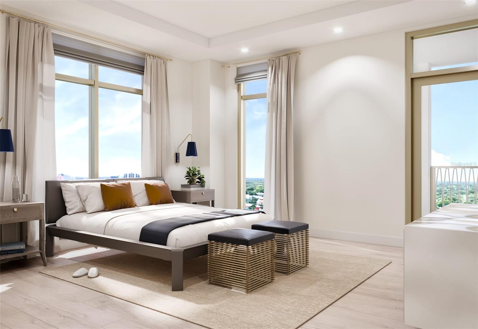 The owners suite is west facing and will enjoy stunning sunsets! There is also a door out to the balcony.