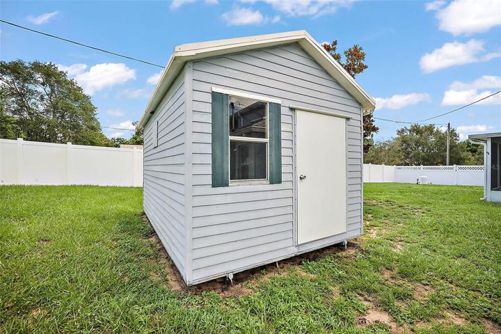 Shed in backyard.