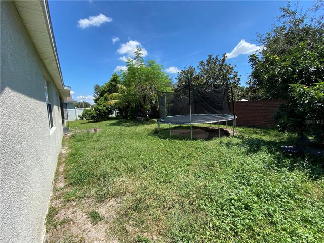 fenced back yard