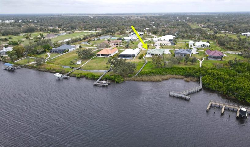 Aerial view of 2033 Treasure Lane - BOAT DOCK to be added to walk-way