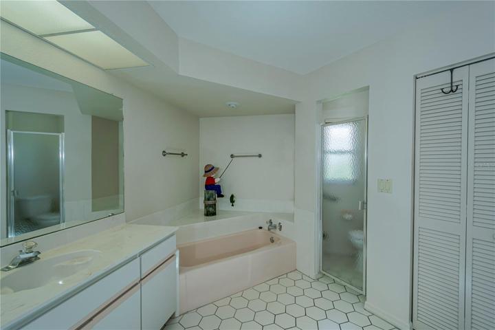nice soaking tub/seperate shower and private watershed