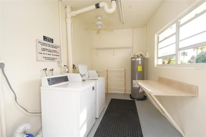 Two laundry rooms are located on each floor of the condominium building, equipped with coin-operated washers and dryers for the convenience of residents and guest.