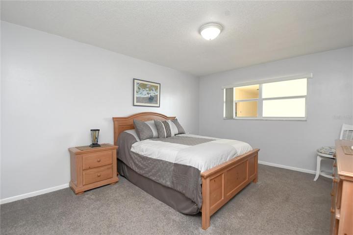 The second bedroom features a carpet on the floor, a walk-in closet and a light.