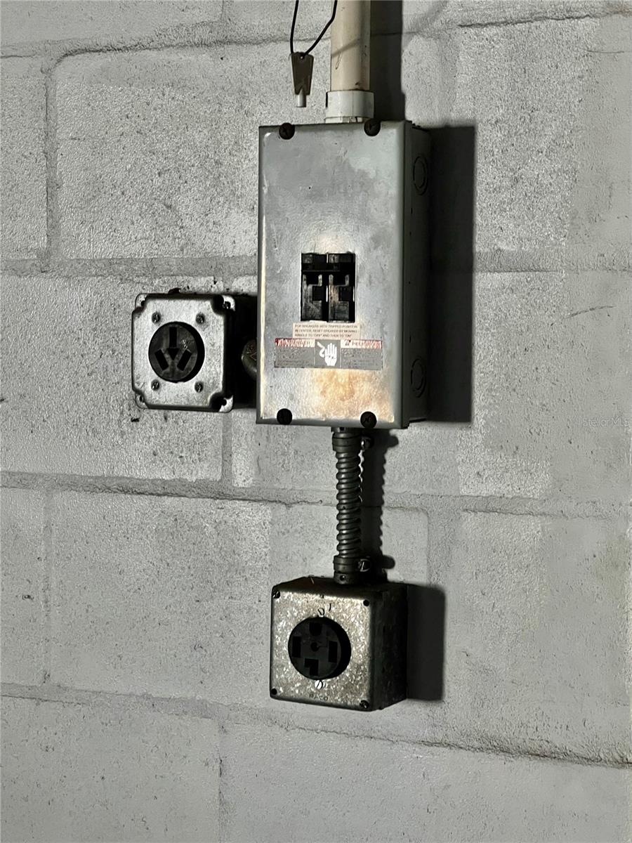 Several larger amp outlets in the garage and elsewhere on the property.