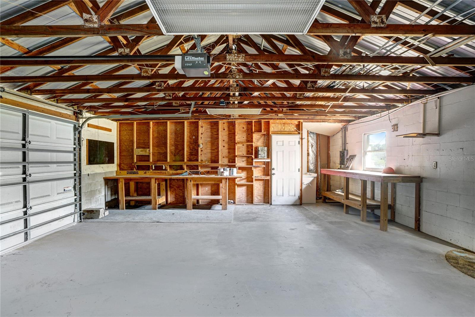 The two-car garage also has a garage door opener.