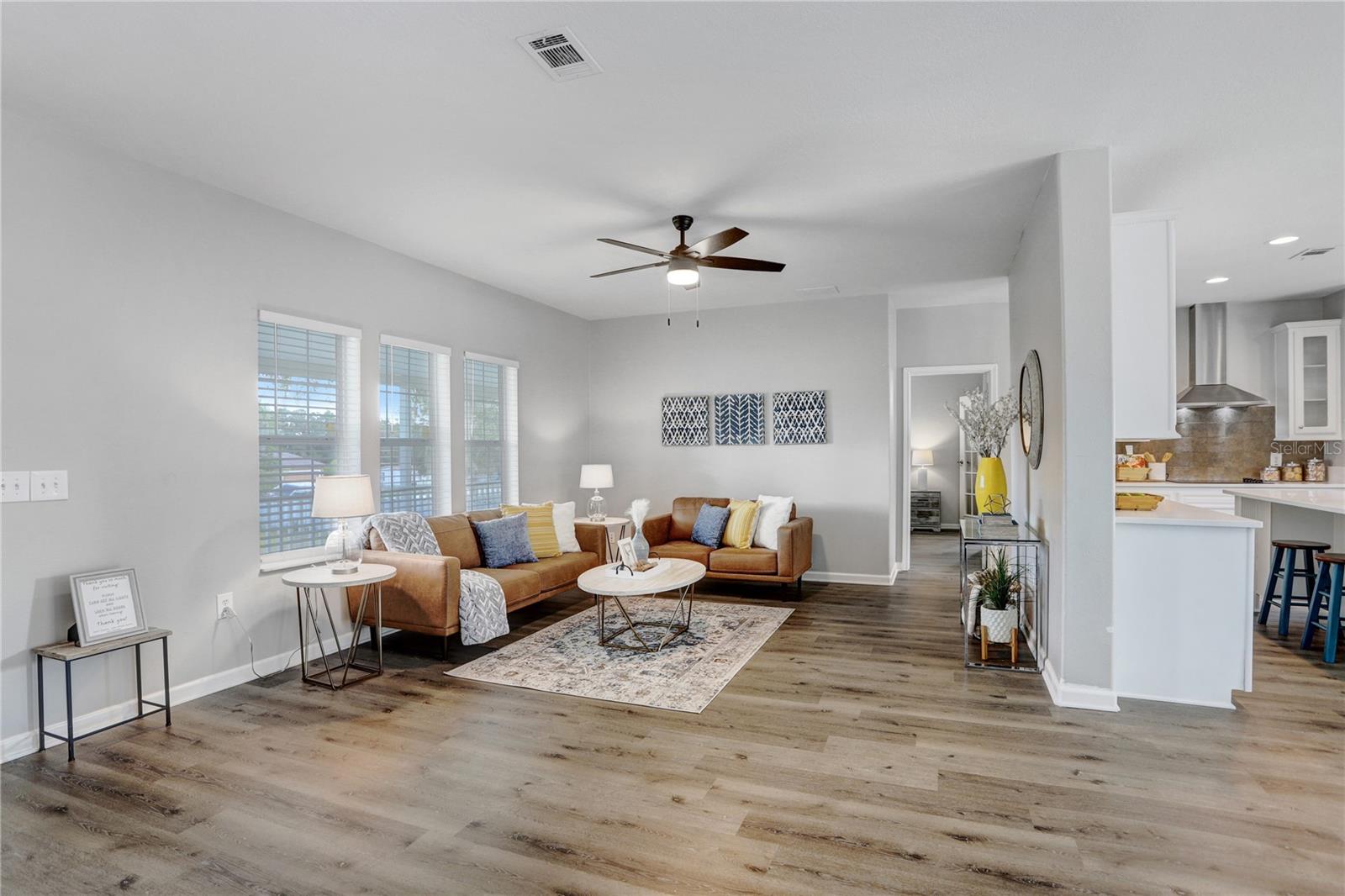 This is one of the two large entertainment/gathering areas in the home.