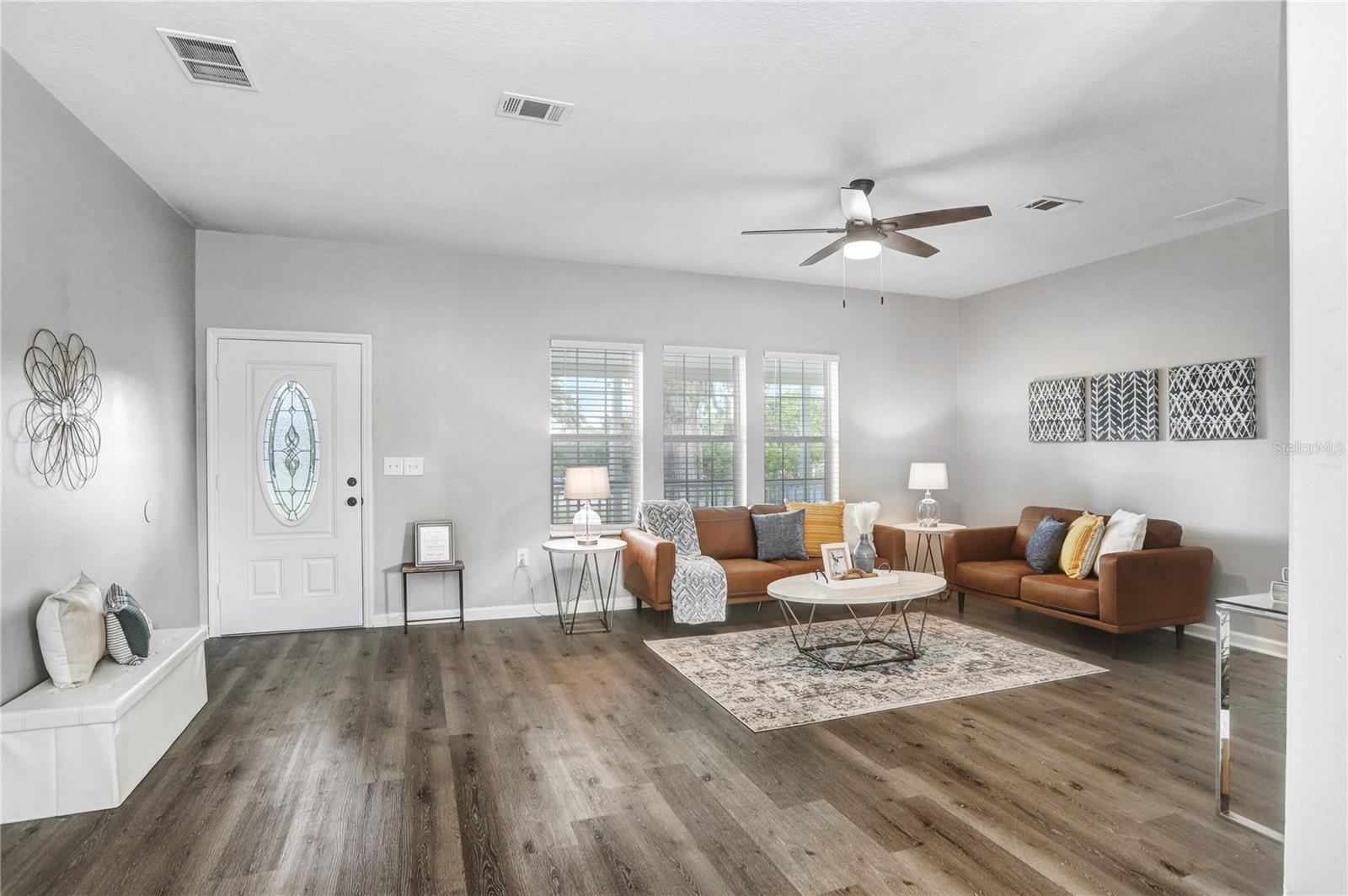 The upgraded front door is a beautiful way to welcome your guests.