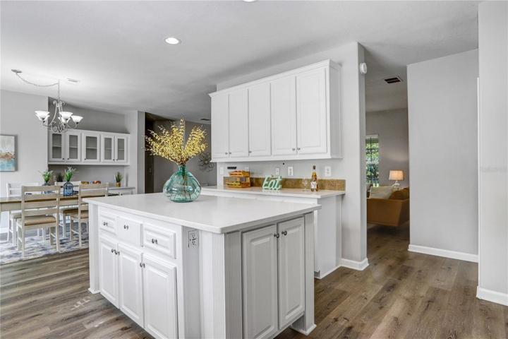 A large center island with lots of storage space.