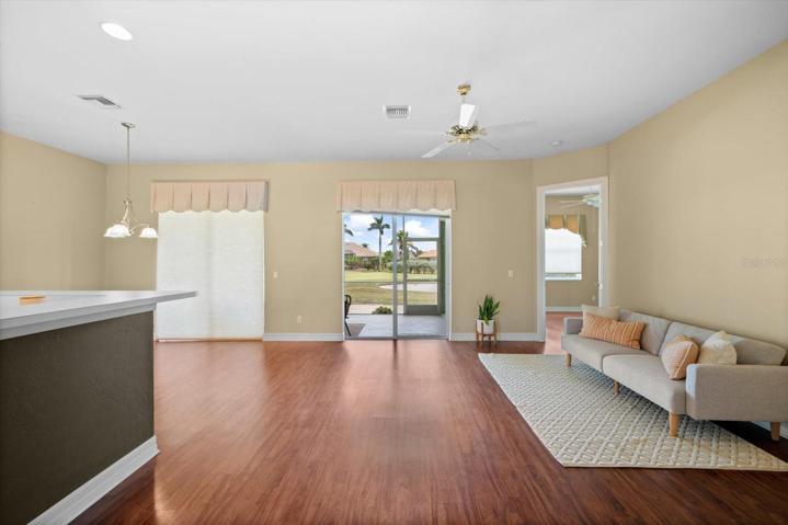 Open concept living, dining and kitchen