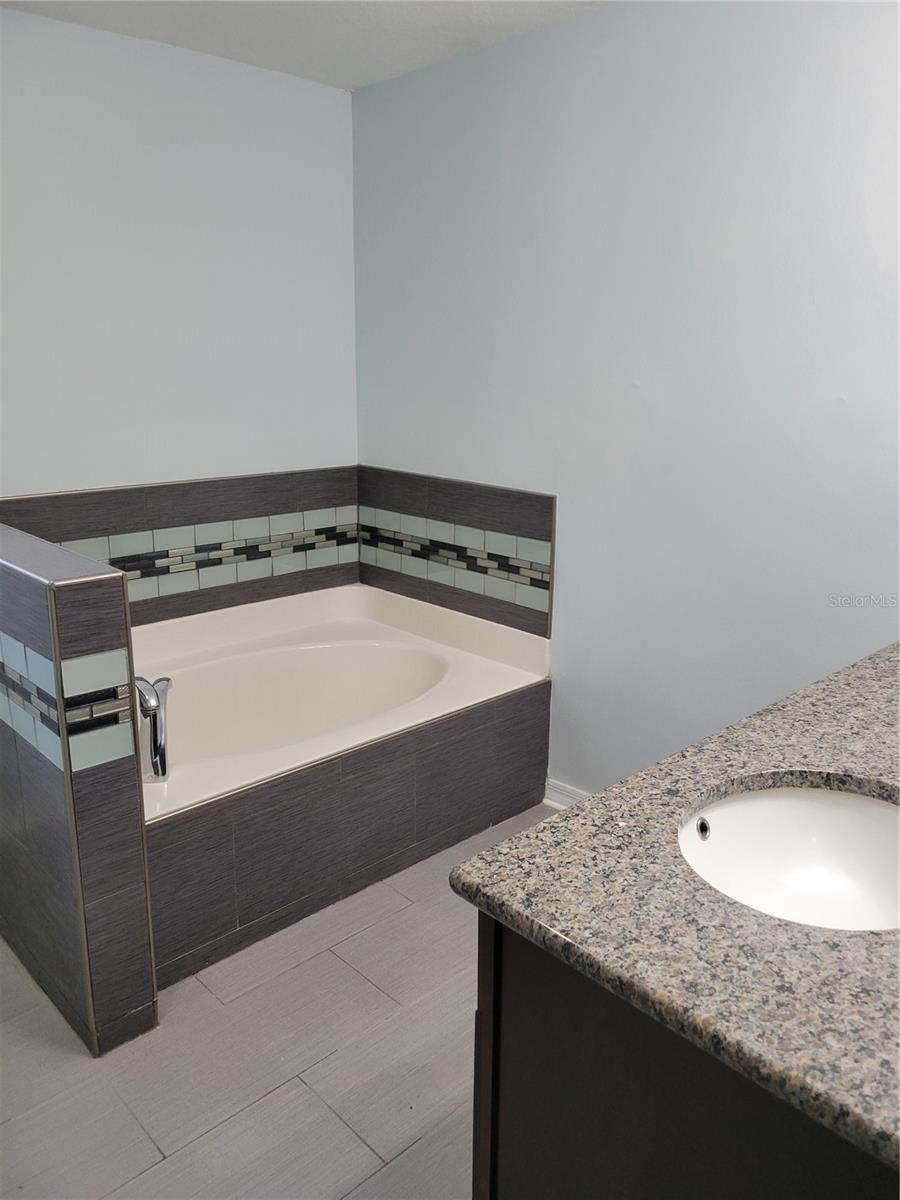 Master bath tub with granite counter top